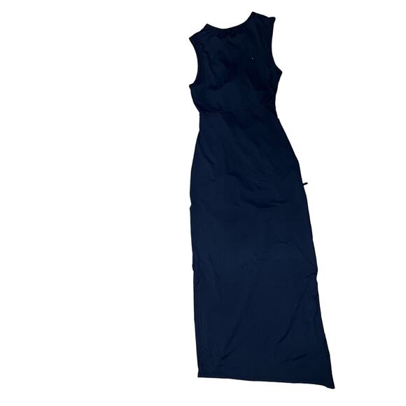 HALARA Twisted Cut Out Ruched Drawstring Split Hem Bodycon Dress Blue L NEW - Picture 5 of 8
